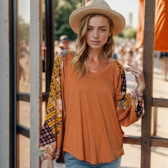 Oversized Boho Long-sleeved Shirt NWOT - Picture 7 of 13